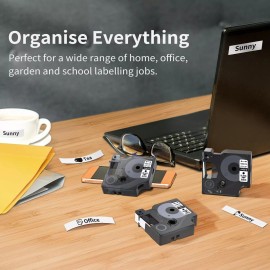 Dymo 6PK Compatible Dymo D1 45013 45010 Label Tape for DYMO LabelManager 160 280 420P