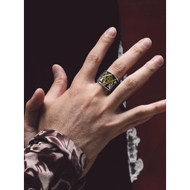 Bandmax Stainless Steel Ring for Men Women Gothic Punk Rock Biker Rings Mens Masonic Ring Freemason Ring Signet Statement Ring Size 12 Freemasonry Jewelry