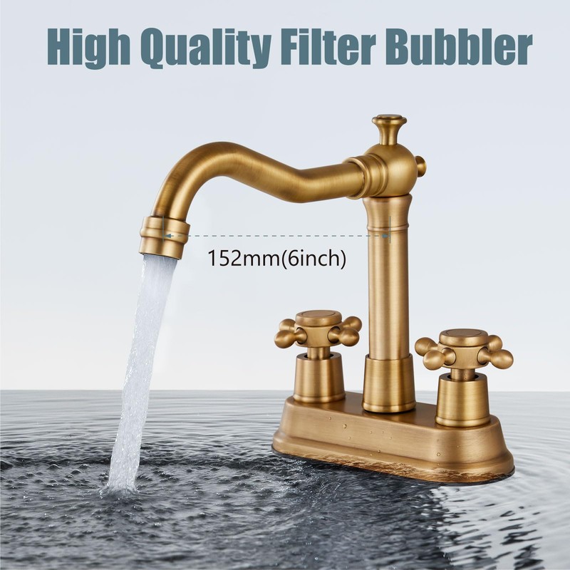 Aolemi 4 Inch Centerset Bathroom Sink Faucet Vintage 2 Cross