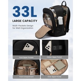 LOVEVOOK 17.3 Inch Laptop Backpack for Women, Business Backpack Purse, Large Capacity Casual Daypack, Work Computer Backpack, Travel Backpack for Gift, Black