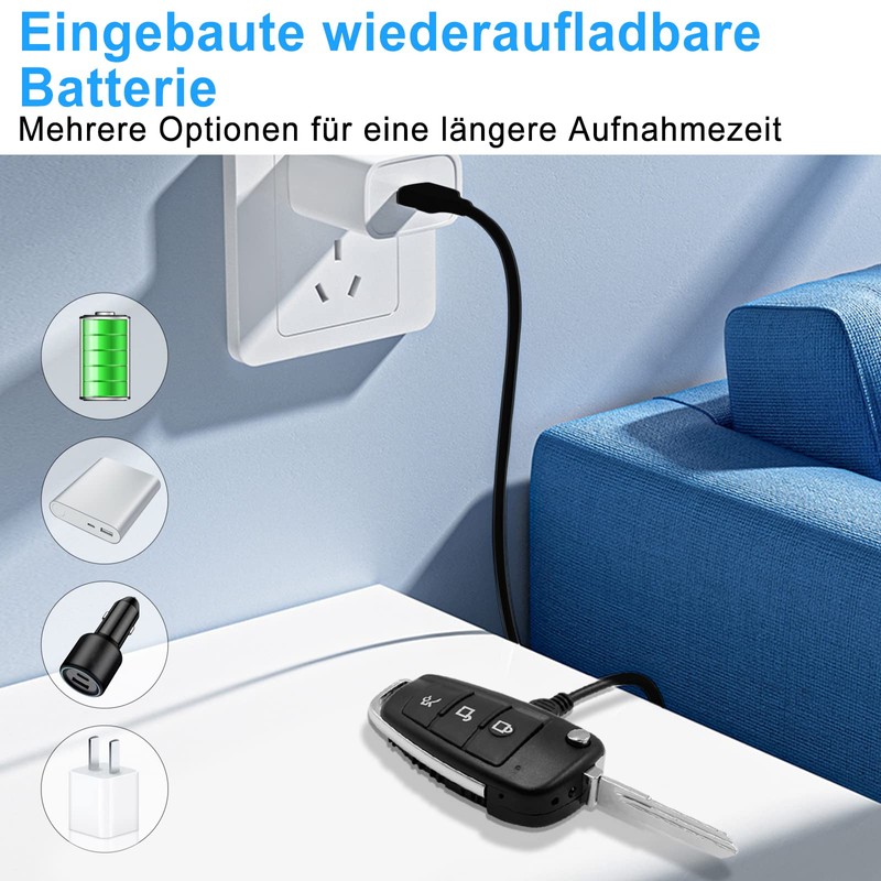 UYIKOO Mini Kamera, Kleine Kamera Autoschlüssel, 1080P HD Tragbare Videokamera