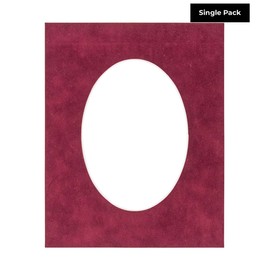 3x5 Mat For 6x7.5 Frame - Precut Dark Red Suede Oval Shaped Photo Mat Board Opening - Acid Free Matte to Protect Your Pictures - Bevel Cut for Family Photos, Pack of 1 Matboard