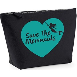 Hippowarehouse Save the Mermaids printed make up cosmetic wash bag 18x19x9cm