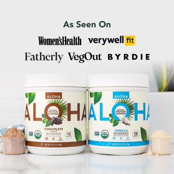 ALOHA ALOHA Organic Plant Based Protein Powder, Stevia Free, Chocolate,