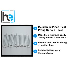 Pack of 20 Metal Deep Pinch Pleat Prong Curtain Hooks SilverGalvanised Curtain Tape Hooks Pins BY HomeElabador