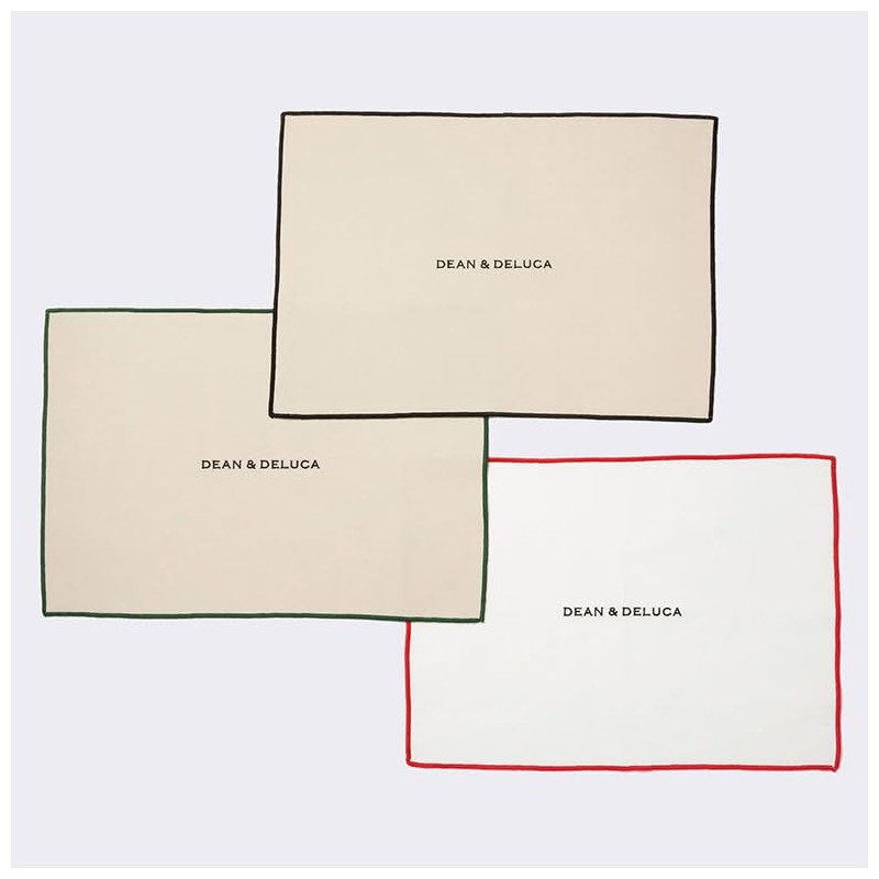 Dean and Deluca Heavy Overlock Placemat Natural x Green Approx