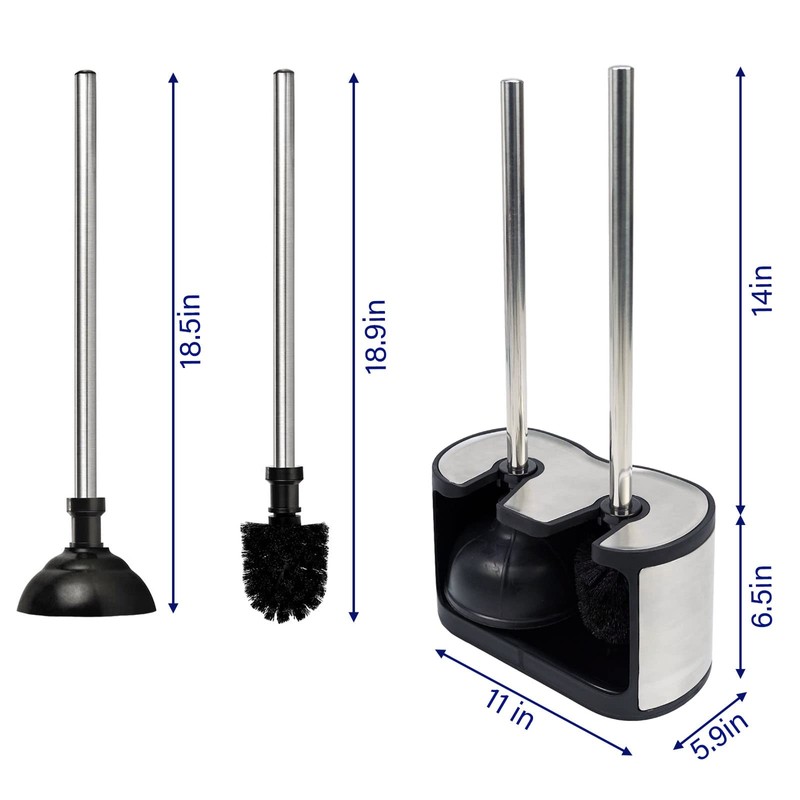 Casaphoria Stainless Steel Toilet Bowl Brush with Holder and Plunger