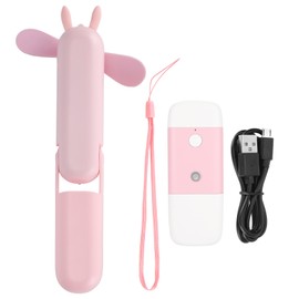 Handheld Fan Mini Small Folding USB Rechargeable Mobile Water Replenisher Set for StudentPink