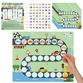 ZCCLINN 15PCS Cars Potty Training Chart - Race Car Transportation Themed Potty Training Reward Chart with Stickers for Toddlers Girls Boys, Vehicle Sticker for Kids Going Toilet Potties Trained