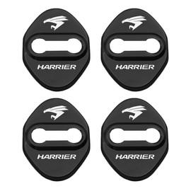 SAWAKAKI Toyota Harrier 80 Series Door Striker Cover Door Lock Cover with Logo Rust Resistant Metal Custom Parts Set of 4 (Black)