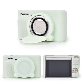 MUZIRI KINOKOO - Funda para cámara Canon PowerShot SX740 SX730 HS - Bolsa de silicona suave para cámara Canon SX730 SX740 HS con cubierta de lente extraíble, ajuste delgado, ligero, color verde