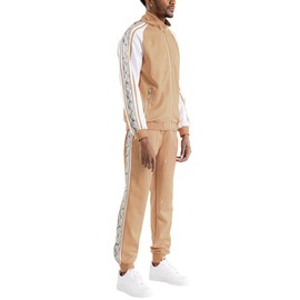 WEIV GEAR Men’s Tracksuit Set – 2 Piece Outfit Snake Side Print Full Zip Up Jacket Pullover Sweatshirt Drawstring Waistband Sweatpants J769/TP569 Khaki M