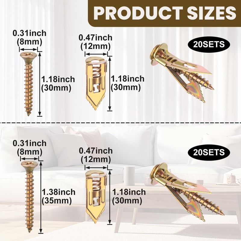 Pndeyo 80pcs Self-Drilling Drywall Anchors with Screws Kit, Heavy Duty