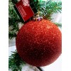 BALL Ship N 24 Hours. New-Christmas Glittered Red Glass Ball