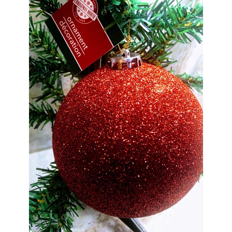 BALL Ship N 24 Hours. New-Christmas Glittered Red Glass Ball