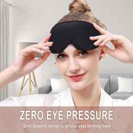 Yisunf Sleep Mask for Side Sleeper, Women Men Eye Mask for Sleeping, Zero Eye Pressure 3D Sleeping Mask with 12mm Eye Socket, Soft Eye Cover with Adjustable Strap for Office Nap Travel (Black)