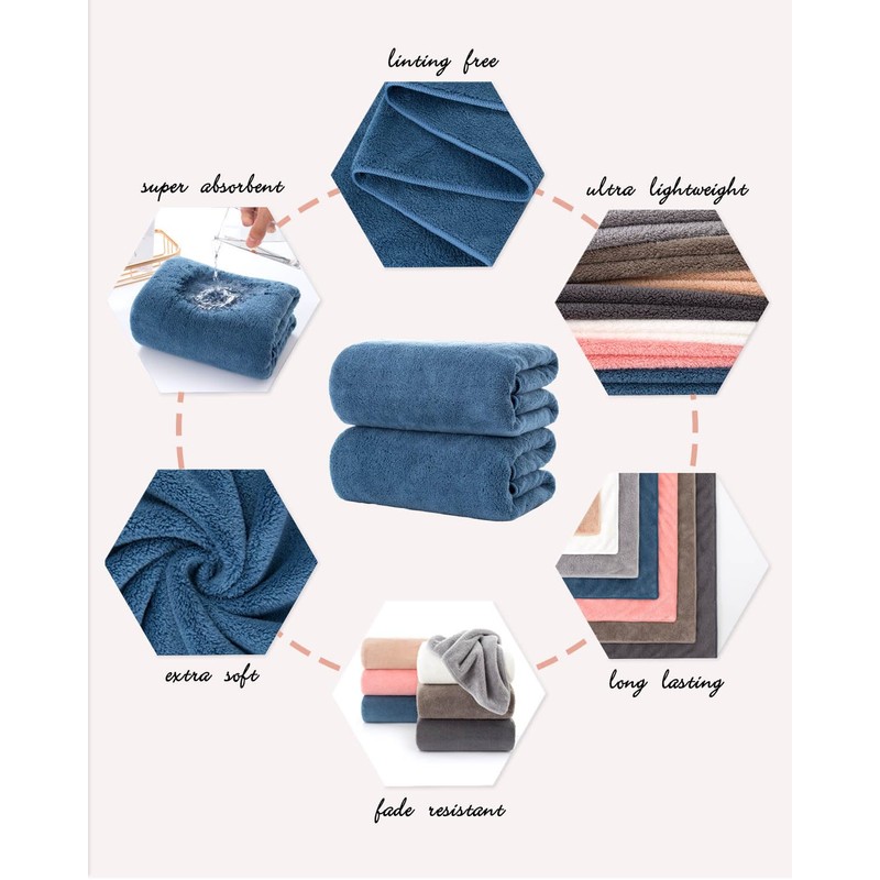 Lumimi Towels 2 Piece Very Soft Microfiber Bath Towel Set