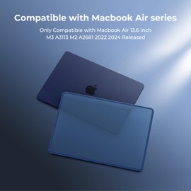 BlueSwan Case Compatible with MacBook Air 13.6 Inch M2 A2681 M3 A3113 2022 2024, Collision Resistant TPU Frame and Fingerprint Resistant Ultra Thin Plastic Protective Case, Midnight