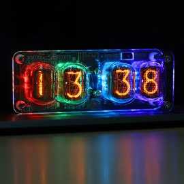 Adventurers Nixie Tube Clock with IN-12 Tubes, Luminous Clock, Retro Modern Desk Vintage Punk Digital Desktop Creative Ornaments USB Type-C Connection Type, 4.53 x 1.82 x 1.82 inches