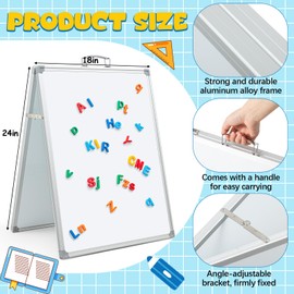 Lincia Dry Erase Board with Stand, Foldable White Board Double Sided Whiteboard Easel, Silver Aluminum Frame with Metal Handle for Office, Home and School Teaching Demonstration