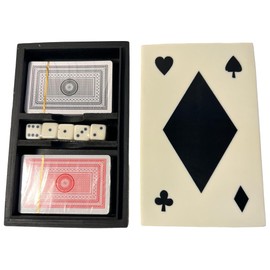 Thorness Elegant Handcrafted Luxury Resin Double Deck Playing Card Box with Dice Set