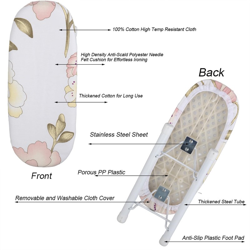 Duimimi Foldable Mini Ironing Board, Space Saving Tabletop Ironing Board,
