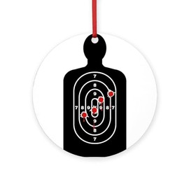 CafePress Human Shape Target with Bullet Holes Round 4" MDF Holiday Ornament