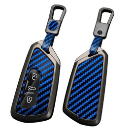 ontto ontto Schlsselhlle Autoschlssel Hlle Cover Passt fr VW Golf 8 GTI ID.3 ID.4 fr Skoda Octavia Enyaq Seat Leon Tarraco 3 Tasten PVC Metall Schlsseletui Schlsselanh?nger Auto Zubeh?r-A Blau