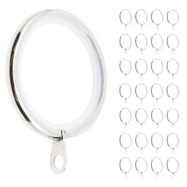 Meriville 28 pcs 1.5-Inch Inner Diameter Metal Curtain Rings with Eyelets, Fits Up to 1 1/4-Inch Rod (Set of 28 with Insert, Satin Nickel)