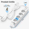Beizkna Steckdosenleiste 4 USB Mehrfachsteckdose Wandmontage 4-Fach Steckerleiste berspannungsschutz 2