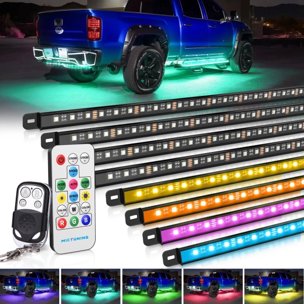 MICTUNING 8PCS RGBW LED Light Strips Car Underglow Underbody Neon