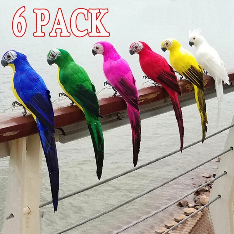 TEAMWILL 6PACK 10inch 25cm Lifelike Artificial Birds Feathered Fake Shoulder