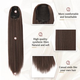 Sofeiyan Ponytail Hairpiece Hair Extension with Drawstring 60 cm Long Straight Braid Ponytail Natural Soft Hair Extension Synthetic Ponytail Extension for Women