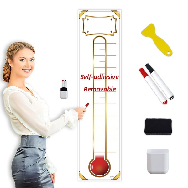 Fundraising Thermometer Chart Goal Tracker Decal - 48"x12" - Dry