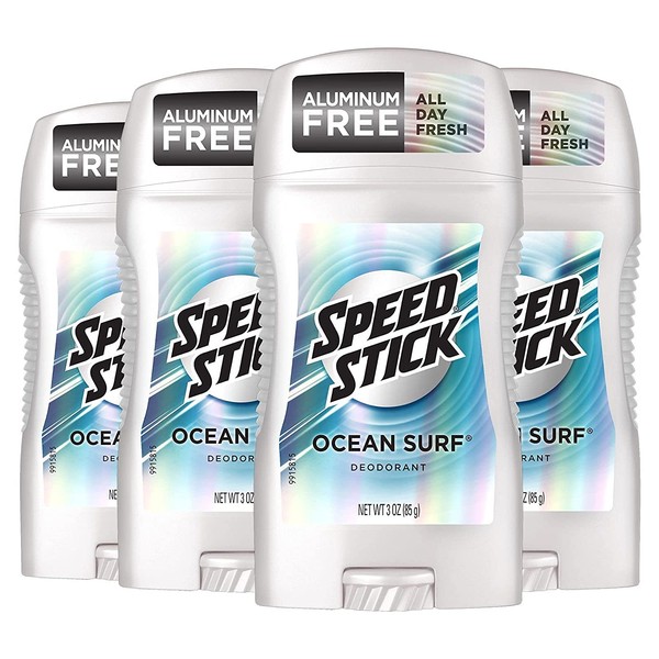 Speed Stick Deodorant for Men, Ocean Surf- 3 Ounce, Pack Of 4, 3 ounces