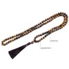 TAMHOPE Long Tiger Eye Beaded Black Onyx Tassel Necklace and