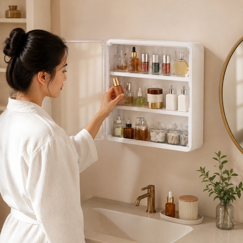 Bathroom Organizer for Cosmetics and Toiletries - Transparent Multi-Layer Display
