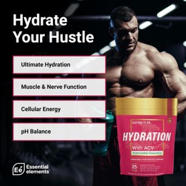 Essential Elements Hydration Packets - Watermelon Cucumber Pack - Sugar Free Electrolytes Powder Packets - 25 Stick Packs of Electrolytes Powder No Sugar - Hydration Drink - with ACV & Vitamin C