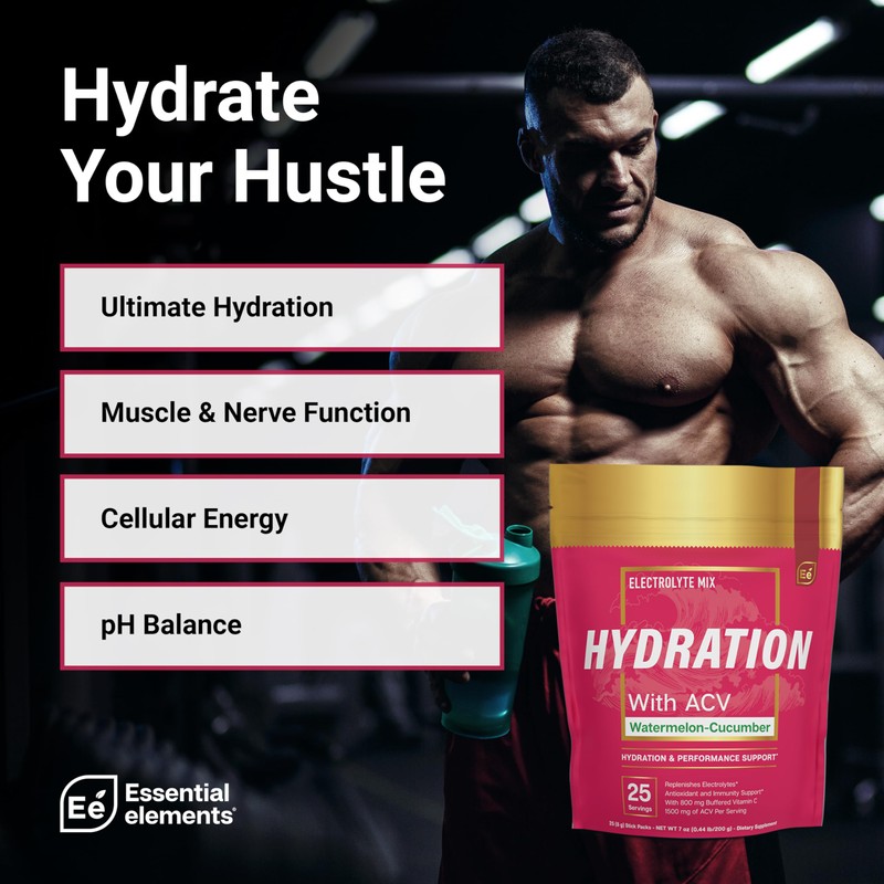 Essential Elements Hydration Packets - Watermelon Cucumber Pack - Sugar