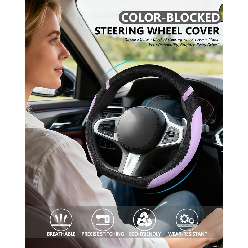 Cxtiy D-Shaped Flat Bottom Steering Wheel Cover for Women Girl,