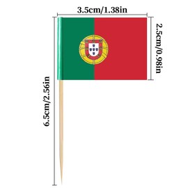 Portugal Flag Portuguese Miniature Toothpick Flags Decorations Small Cupcake Toppers Cocktail Food Flags Decor for Independence Day Party Bar (100 Pack)