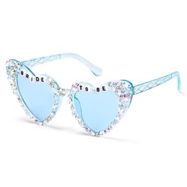 Etercycle Heart Glasses, Bride To Be Gifts Bachelorette Party Blue Sunglasses, Bride Heart Shaped Glasses For Women Bachelorette Party Favors