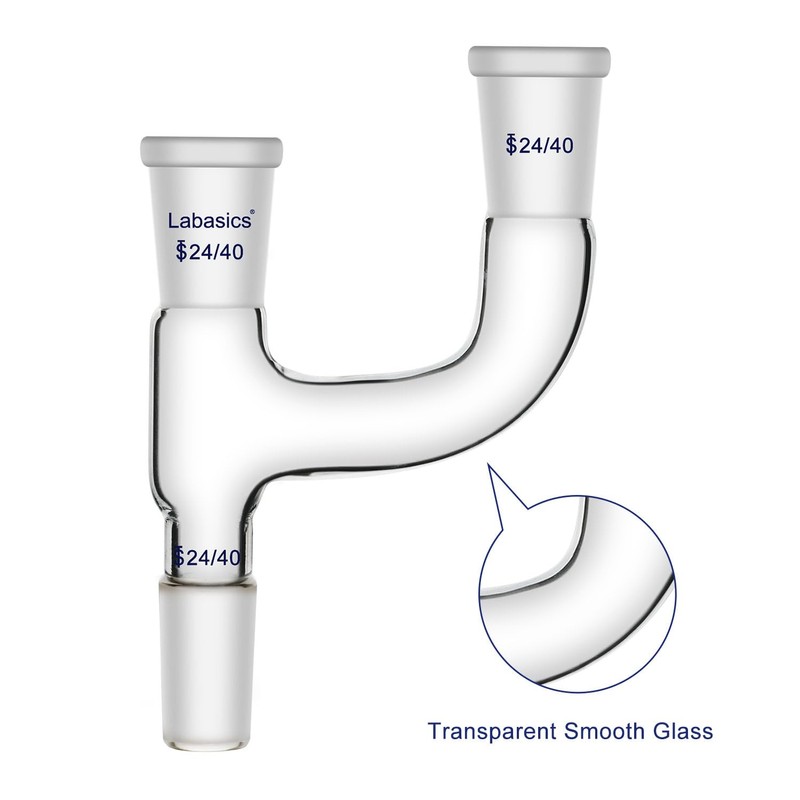 Labasics Borosilicate Glass Distillation Adapter, 3 Way Claisen Distilling Adapter