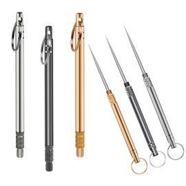 Iliensa 3 Pieces Portable Titanium Toothpicks Metal Pocket Toothpicks Stainless Steel Reusable Toothpicks for Outdoor Camping Picnic Travel (Multicolor)