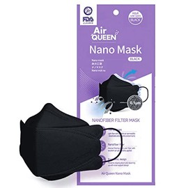 AIRQUEEN Máscara facial de 3 capas de nano-filtro para adultos, negra, ligera y transpirable, máscara facial reutilizable