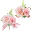 MOJUN Wedding Wrist Corsage Boutonniere Set Artificial Rose and Handmade