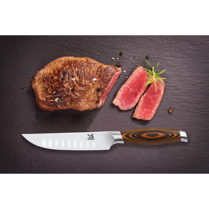MSY BIGSUNNY Steak Knife Set, 4-Piece, German Steel 5-Inch Blade,