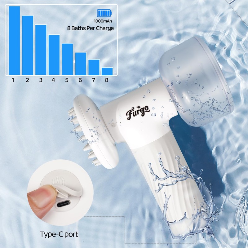 Furgo Dog Bath Brush with Automatic Shampoo & Foam Dispenser,