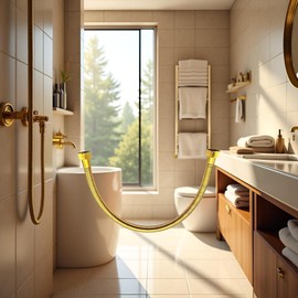 50cm Gold Stainless Steel Plumbing Hose and Angle Valve Connector - Bathroom Toilet Pipe Fittings, lexible Toilet Connector, 1/2 Inch Water Supply Line for Sink Faucet Installation