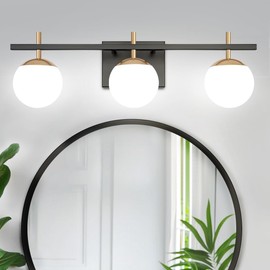 ZSMIHDOH Bathroom Light Fixtures Over Mirror, Mid Century Modern Bathroom Vanity Light, Globe Bathroom Lighting Fixtures with Milky Glass, Wall Light for Bathroom